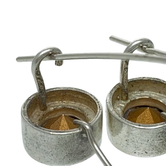 Vintage Sterling Silver 925 Bezel Set Faceted Crystal Drop Latch Earrings - Picture 4 of 5